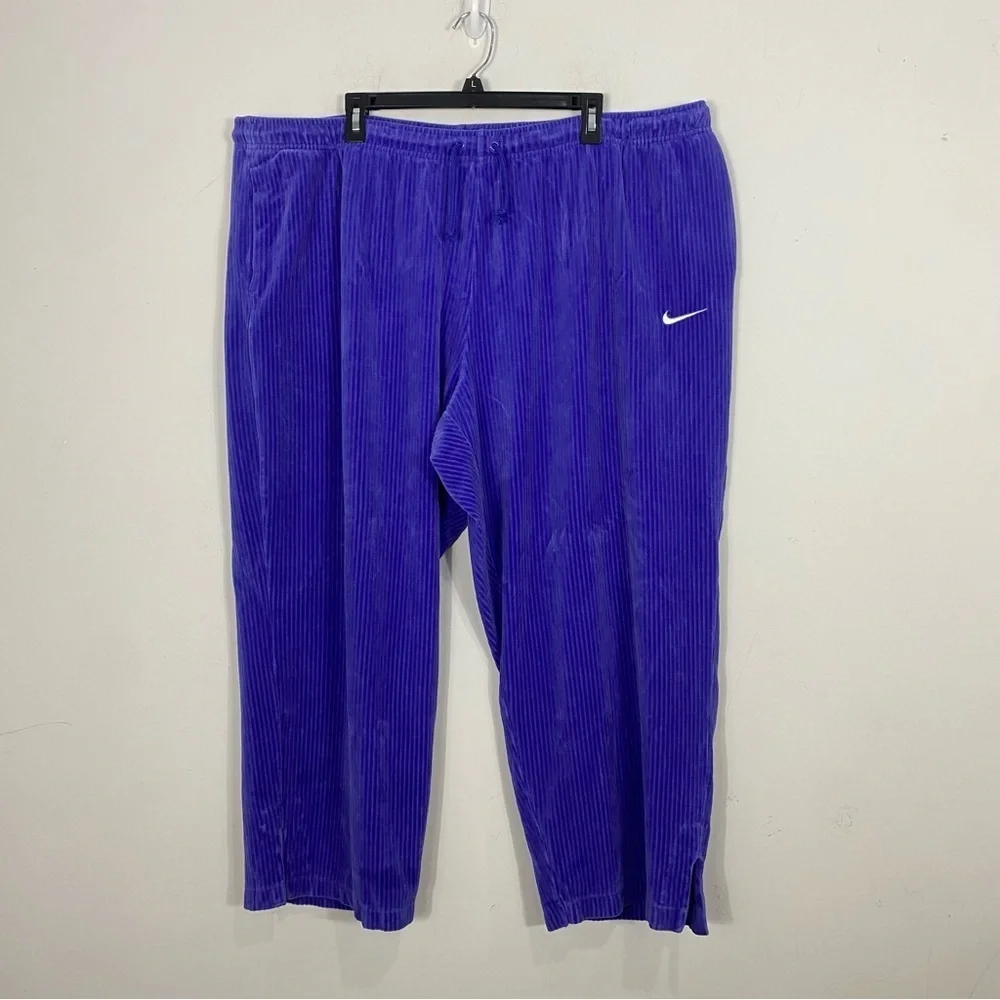 NIKE Sportswear Velour Wide-leg  Pants Joggers Purple 3X Plus Size Relaxed Fit